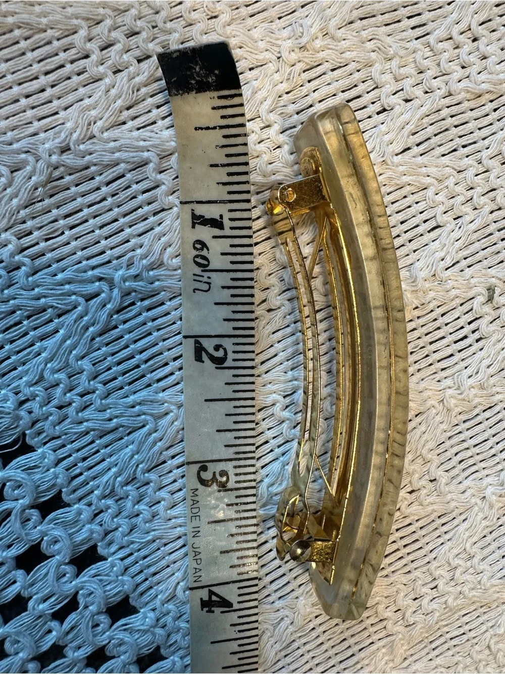 CHANEL Holographic Gold Link-Pattern Hair Barrette. Vintage 1997